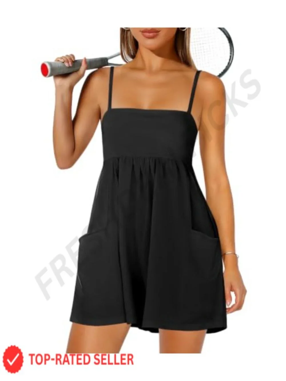 Women's Athletic Romper with Pockets Spaghetti Strap Shorts